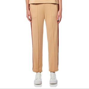 Ganni Tan Track Pants with Sporty Stripes